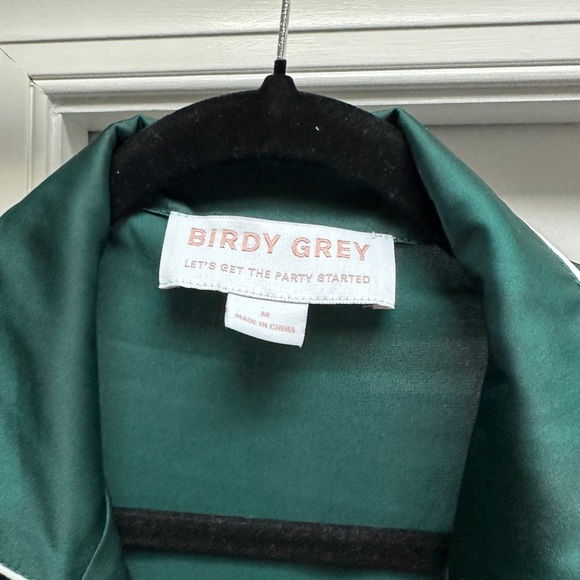 Birdy Grey Jonny Long Sleeves And Pants Satin PJ Set Emerald Green Medium - Picture 3 of 10